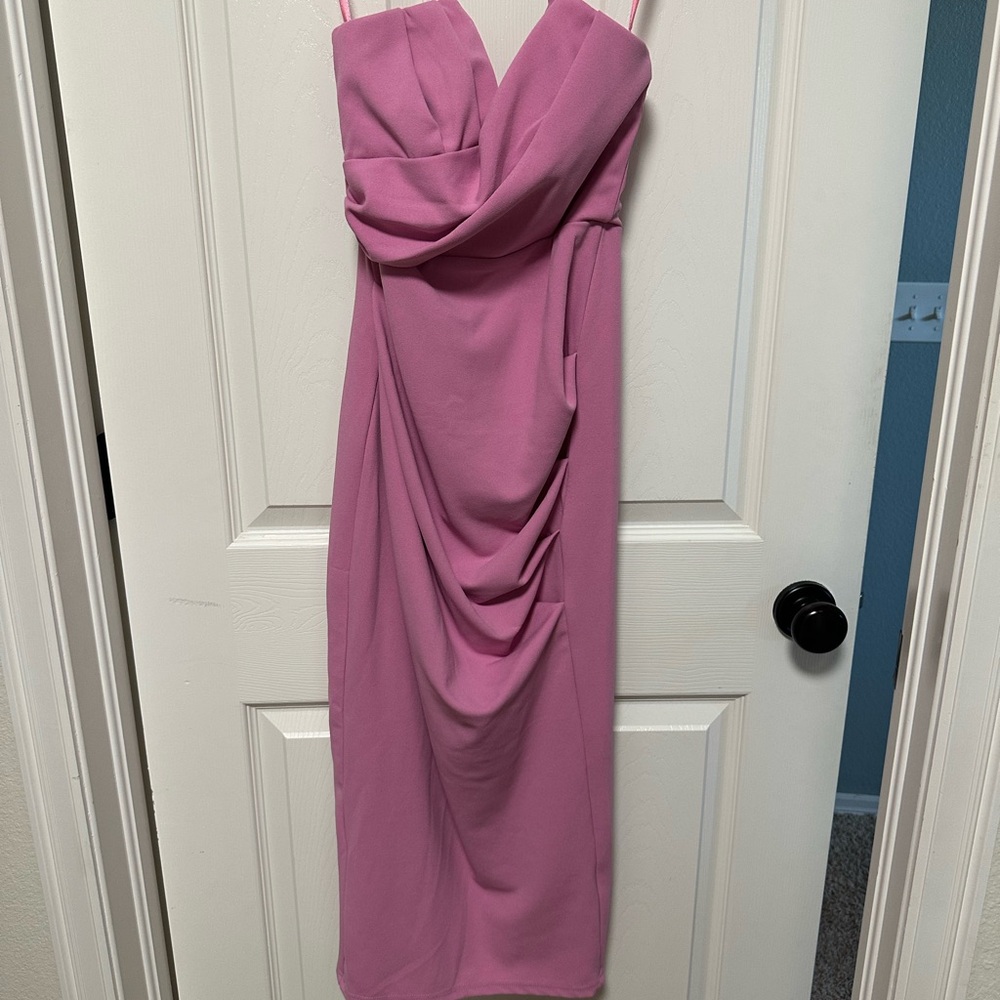 Elegant Pink Draped Dress